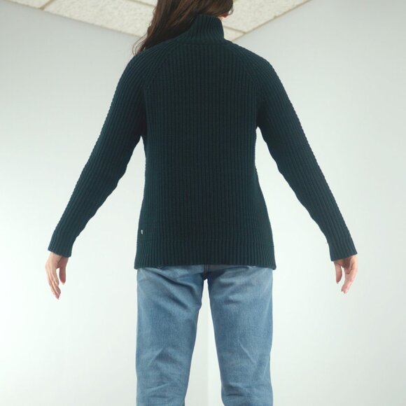 Lululemon Bring The Cozy Chunky Cotton Cable Knit Sweater, Black Turtleneck - Picture 9 of 16
